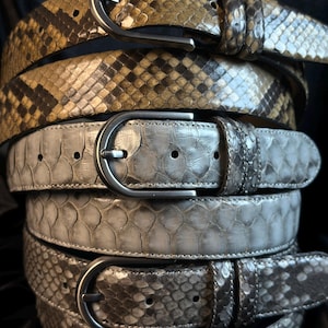 Handcrafted Genuine Python Leather Belt. Make a Statement with Exclusive, Limited-Edition Collection. Anniversary Gifts.