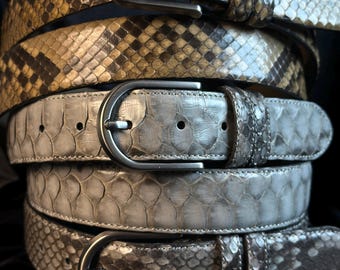 Handcrafted Genuine Python Leather Belt. Make a Statement With