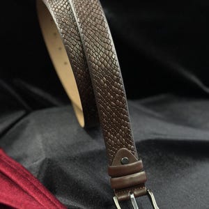 Italian Leather Snake Skin Belt - Brown, Black, Tan Colors. Personalized Gift. Brown