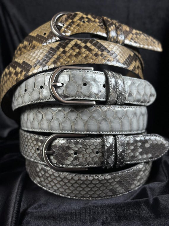 Handcrafted Genuine Python Leather Belt for Men. Make a  display picture 2
