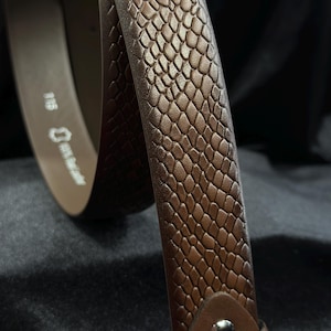 Italian Leather Snake Skin Belt - Brown, Black, Tan Colors. Personalized Gift. image 13