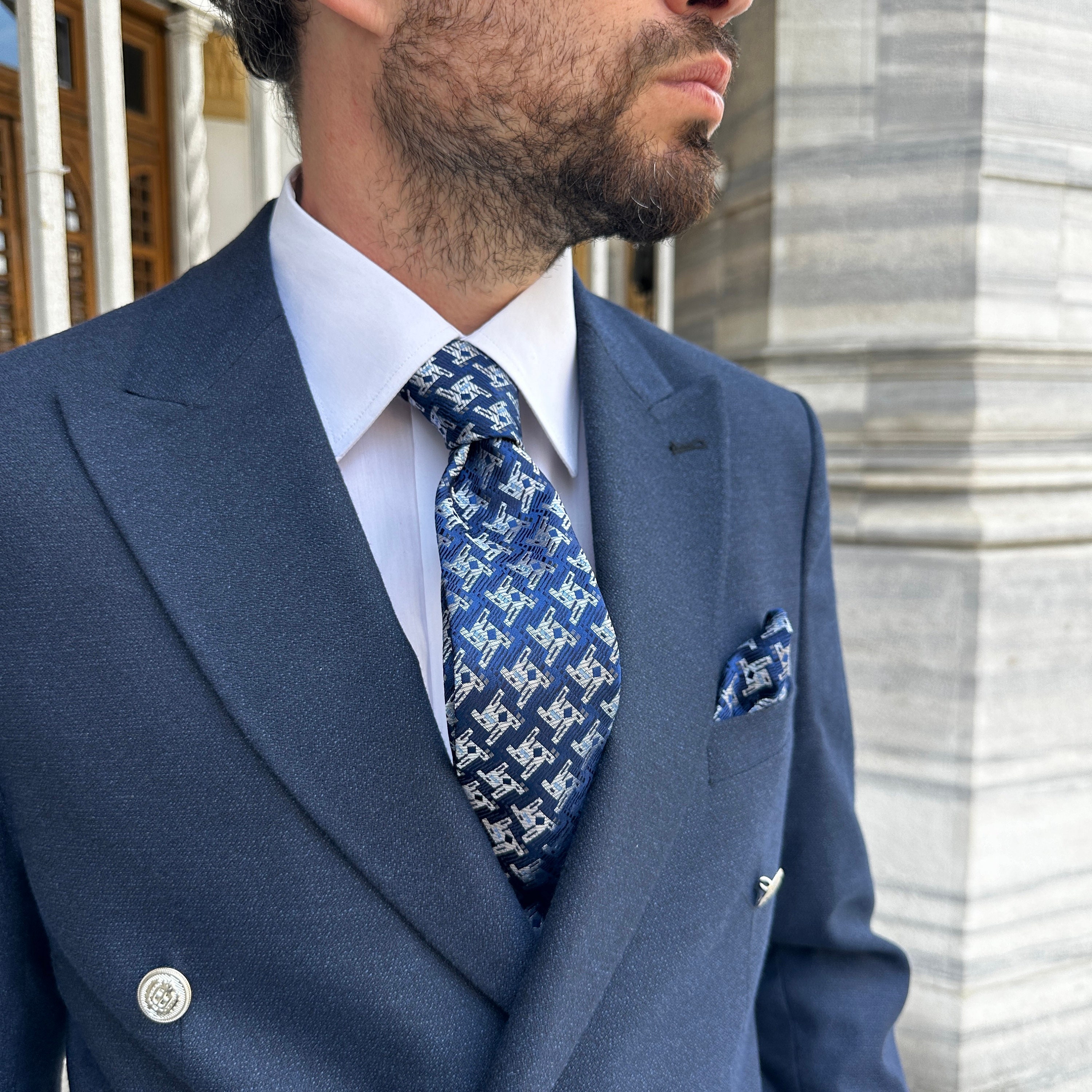 小物 Needles LOGO silk tie Pink Houndstooth Silk Tie | Turnbull & Asser