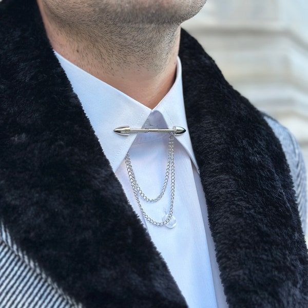 Arrow Shirt Collar Pins in Gold, Silver and Dark Silver Colors. Double-Sided Arrow Shaped Lapel Pin. Collar Clip Collar Chain.