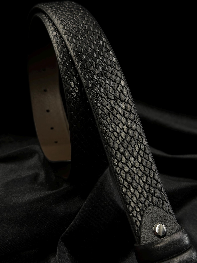 Italian Leather Snake Skin Belt - Brown, Black, Tan Colors. Personalized Gift. image 10