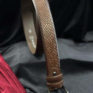 Italian Leather Snake Skin Belt - Brown, Black, Tan Colors. Personalized Gift. Hazelnut