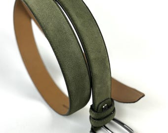 Mens Italian Suede Belt Apple Green 35mm - Etsy