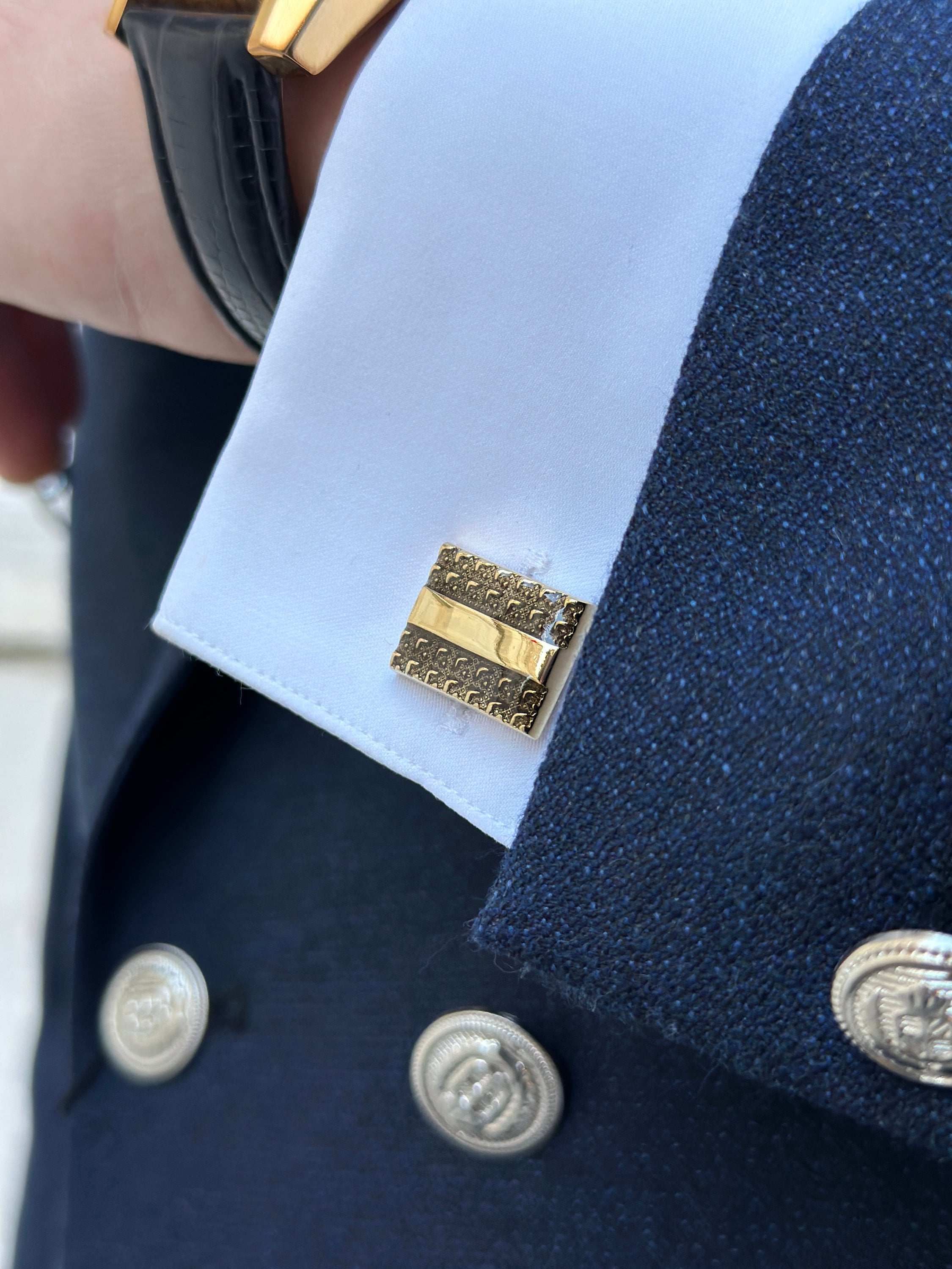 Men’s Gold Cufflinks – Stainless Steel Rectangle Shape, Valentine’s Gift Idea, Classic & Stylish - View #4