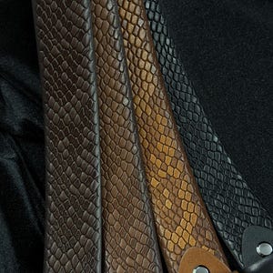 Italian Leather Snake Skin Belt - Brown, Black, Tan Colors. Personalized Gift. image 7