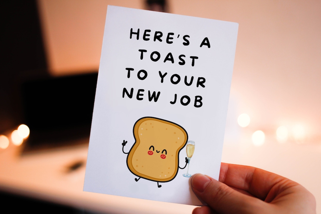 Here's A Toast to Your New Job Fun Card for New Job Card Etsy