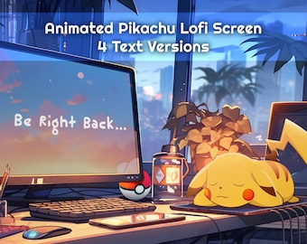 Escena animada de Pikachu estilo lofi en directo, Twitch Gaming (Descarga digital)