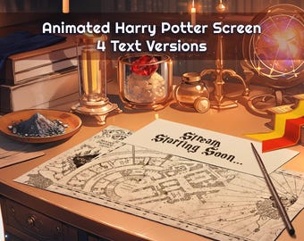Harry Potter Animated Lofi Stream Scene: Gaming Desk Twitch Overlay (Digital Download)
