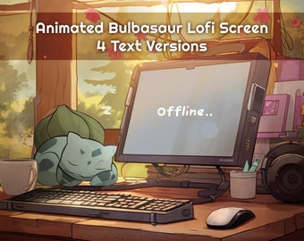 Bulbasaur Lofi animerade Twitch-skärmar: Spelströmpaket (MP4)