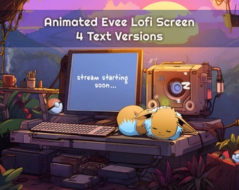 Animated Evee Lofi Twitch Scene: Gaming Stream Overlay (Digital Download)