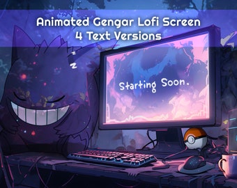 Gengar Animated Lofi Twitch Stream Scene (Instant Download)