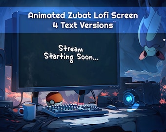 Animated Zubat Lofi Stream Scene, Twitch Overlay (MP4)