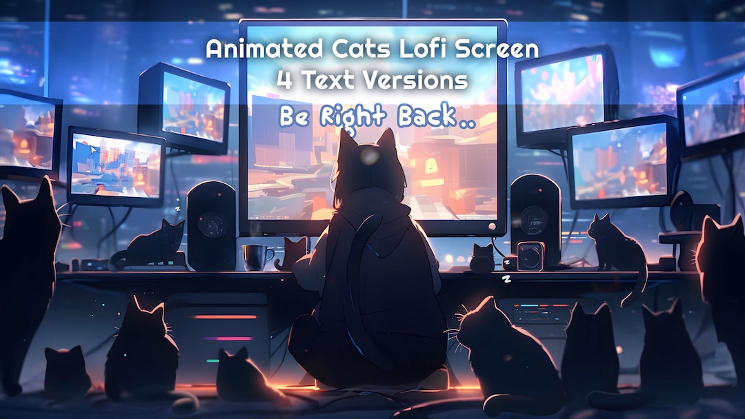 Animated Cats Lofi Twitch Screen: Gaming Desk Stream Scene (digital ...