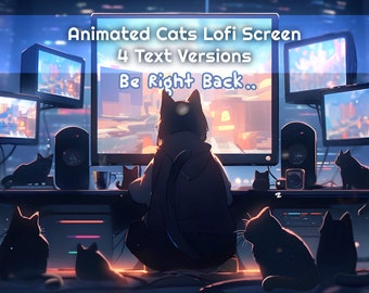 Animated Cats Lofi Twitch Screen: Gaming Desk Stream Scene (Digital Download)