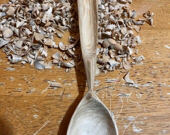 Decorative or serving wooden spoon hand carved