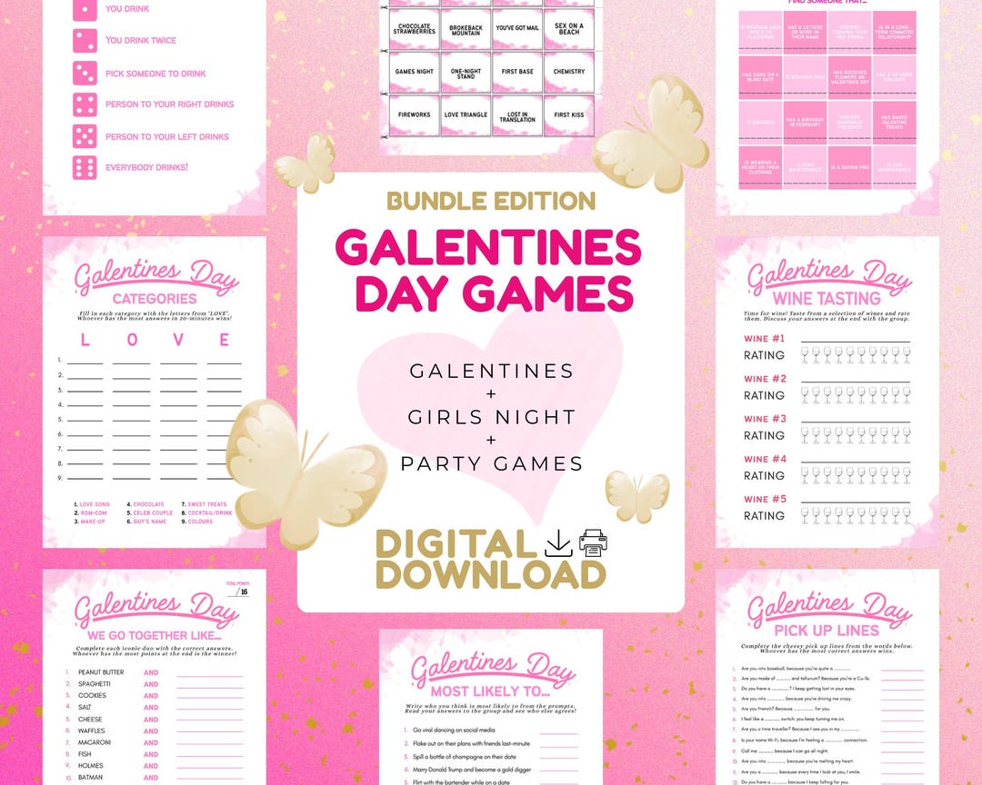 Galentines Party Games (PRINTABLE) | 21+ GAME BUNDLE | Girly Activities ...
