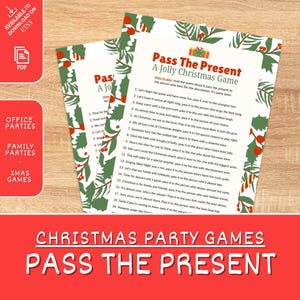 Pass the Present Game | Christmas Office Parties, Home and Christmas Family Games |  Printable Games, Instant Download & Print