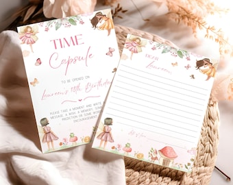 Editable Fairy Time Capsule Sign and Note, Fairy Garden Time Capsule Sign, Whimsical Enchanted Fairy Birthday, Time Capsule,Instant Download