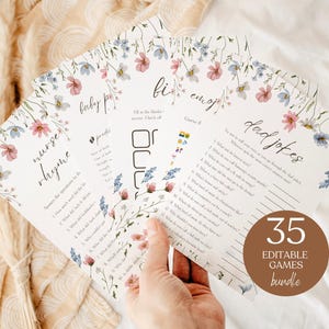 Pacchetto giochi per baby shower: Wildflower, Baby In Bloom, Boho Floral, Gender Reveal, Pacchetto giochi per baby shower