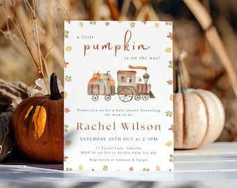 Fall Baby Shower Invitation, Little Pumpkin Baby Shower Invite, Thanksgiving Baby Shower, Autumn Baby Shower, Gender Neutral Baby Invite