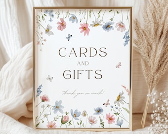 Cards and Gifts Sign, Wedding Cards and Gift Sign, Bridal Shower Gifts Sign, Baby Shower Gifts Sign, Wildflower Cards and Gifts Table Sign