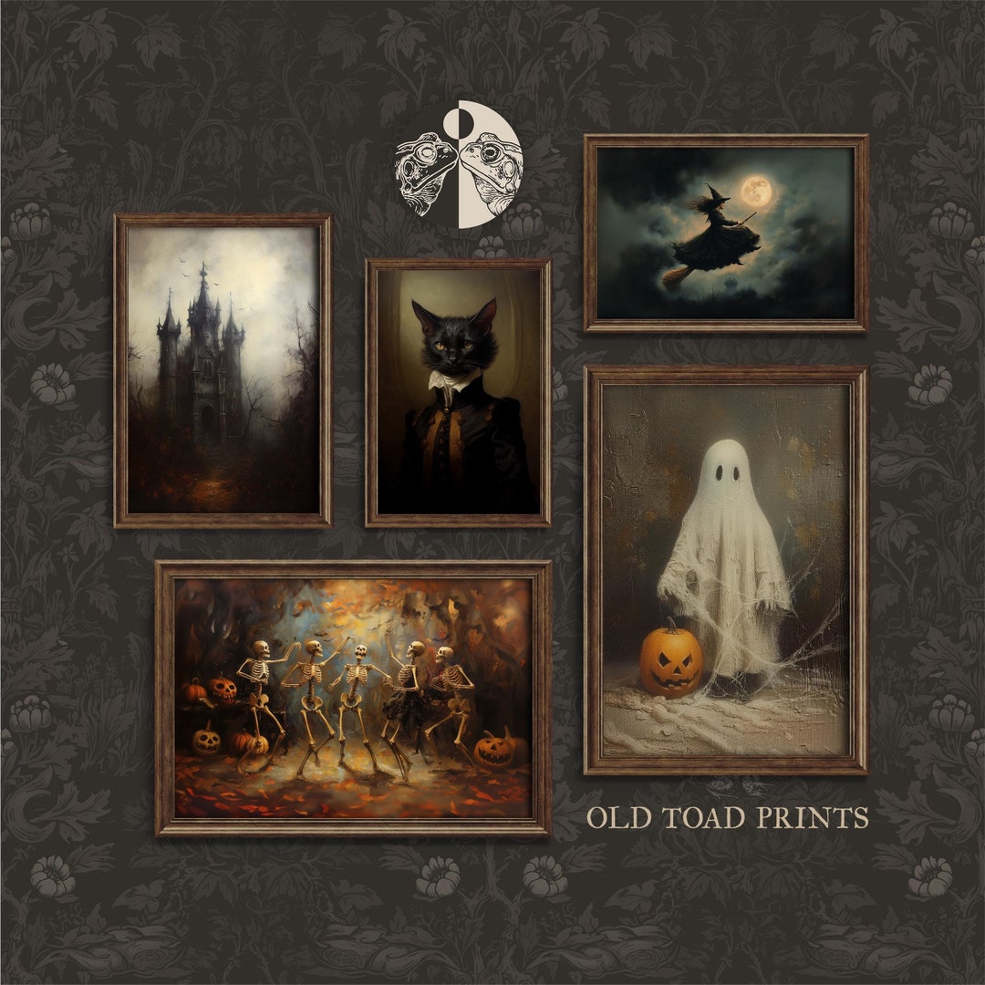 Halloween Gallery Wall Bundle Prints Set of 5 Printable Spooky Classic ...