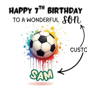 Personalised Birthday Card | Football Birthday Card | Colourful Customised Birthday Card | Soccer Lover Greeting Card | Birthday Card 0004