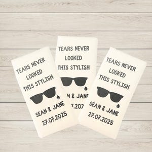 Paquete de pañuelos personalizados / Las lágrimas nunca se vieron tan elegantes / Pañuelos para fiestas / Pañuelos de boda personalizados / Paquete de pañuelos para regalos de boda