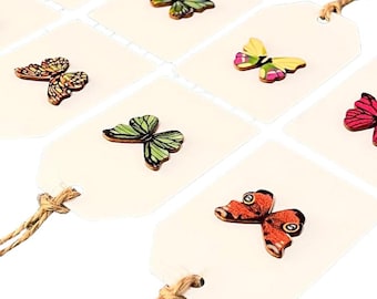 Butterfly Gift Tags | Handmade Gift Tag with Random Butterfly Design | Blank Back for Message | Nature-Inspired Butterfly Tags | Set of 8
