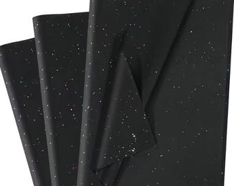 Black Glitter Tissue Paper Gift Wrap | Sparkling Wrapping for Weddings, Birthdays, Christmas, Party Bags & Elegant Gift Packaging