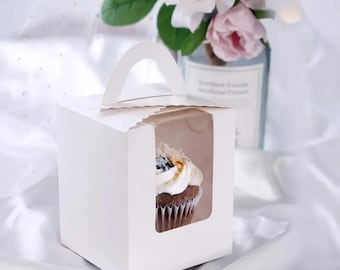 100 Scatole Porta Cupcake Con Maniglia E Finestra – Contenitori Monouso In Cartone, Ideali Per Confezioni Regalo, Effetto Sfumato - 6