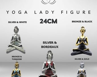Yoga Lady Figure 24cm | Elegant Yoga Ornament | Yoga Gifts for Her | Home & Studio Décor | Resin Yoga Statue