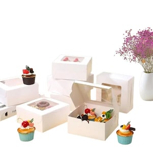 Cupcake Box with Holder | Muffins Box, Reusable Cupcake Gift Box, Multipurpose Paper Box for Birthdays, Halloween, Easter, Thanksgiving
