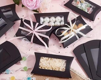 Cajas de regalo de papel kraft con ventana transparente / Caja vintage para bodas, cumpleaños, graduaciones y festividades