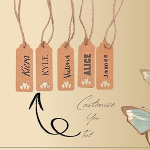 Etichette personalizzate con ritaglio a forma di cuore / Etichette regalo personalizzate in carta kraft / Etichette personalizzate per bomboniere, baby shower e feste / Etichette in carta kraft