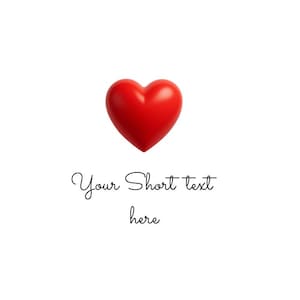 Heart Note Card | Minimalist Personalised Note Card with Red Heart | Custom Message – Blank Back | Cute Love Card | Love Notes