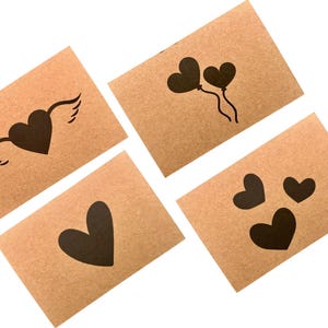 Kraft Note cards | Heart Shape note cards |  Kraft Cards 9x6 cm | Pack of 10 | Wedding Favours, Love Notes | Kraft Cardstock 200/250 GSM