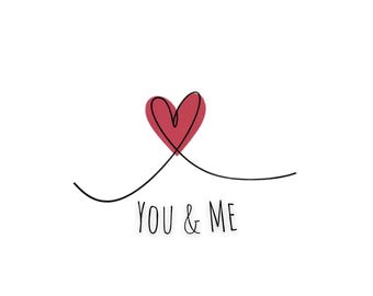Minimalistische Herz Karte | You & Me Jubiläumskarte (Digitaler Download)