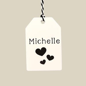 Custom Name Tags with Hearts | Personalised Gift Tags with Twine | Minimalist Name Tag for Gifts & Party Favours | Box Tags