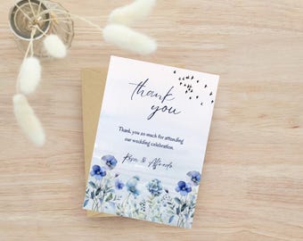 Wedding Thank You Card | Editable 5x7 Digital Template | Printable Wedding Invitation Card | Digital Download Card | Instant Download