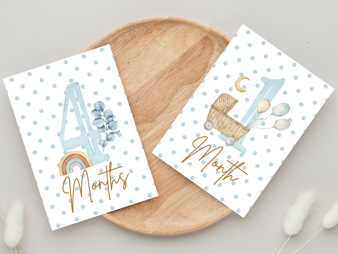 Baby Monthly Milestone Cards, Printable Monthly Milestone Cards Boys ...