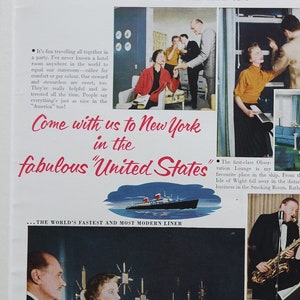 United States Lines: an original 1950s,mounted advert