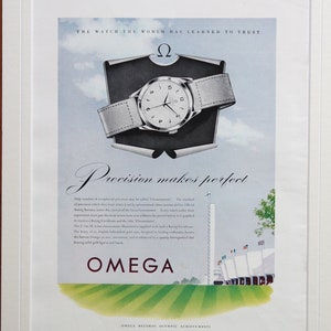 Original 1950s Vintage Advert: Omega watches
