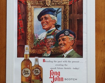 Long John Scotch: an original 1950s,mounted advert