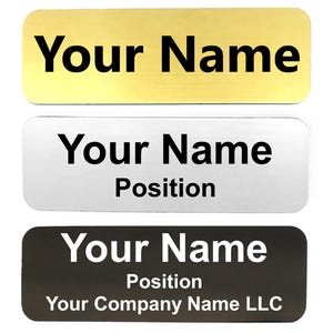 Custom Laser Engraved Name Tag Badges for Business or Employees Position Identification - Personalized Magnetic Name Plate or ID Tags