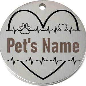 Custom Heart Pet Name Tag for Dog/Cat Collar - laser etched name and contact information