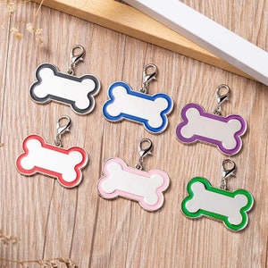 Personalized Double-Sided Pet Tags for Dogs - laser engraved bone shaped pet ID tag, name tag for dog collar, blank dog tags for large dogs